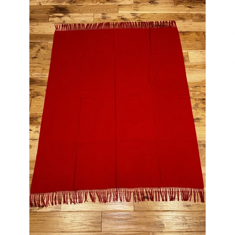 NWOT Williams Sonoma Cashmere Throw Fringe Red 50